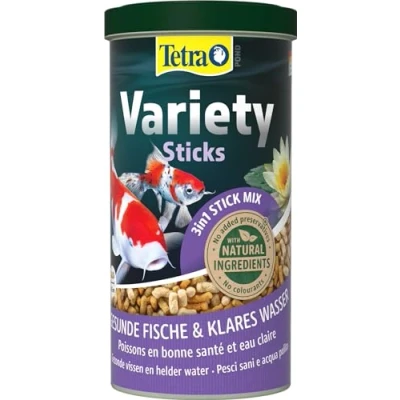 Imagen de Tetra Pond Variety Sticks, mezcla de alimentos para peces compuesta por tres sticks diferentes, salud, colorido y vitalidad todos los estanque, lata 1 L
