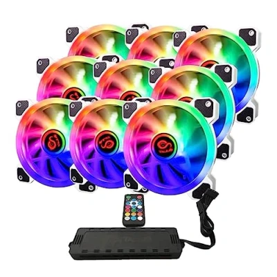 Imagen de Talius Iris Spectrum ARGB/Cronos ventiladores 120 mm. Efectos de barrido, pulso, espiral. Doble Aro led. Conexión 6 pines. (9 FAN WHT + CENTRALITA)