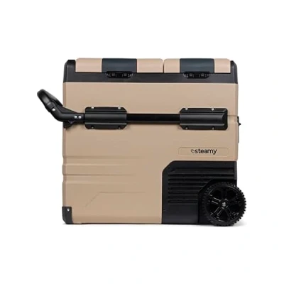 Imagen de Steamy E Dual Zone Roller Nevera de compresor eléctrico con Ruedas, 54 litros, Color Arena