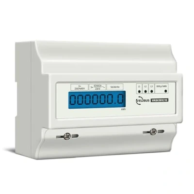 Imagen de Velleman Medidor de kWh profesional, 1 fase, para el montaje riel DIN, con pantalla LCD y LED pulso, máx. 100 A