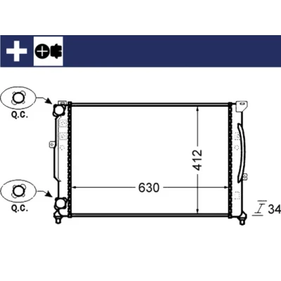 Imagen de MAHLE ORIGINAL CR 1423 000S Radiador, refrigeración del motor 632 415 34 con tornillos Aletas unidas mecánicamente