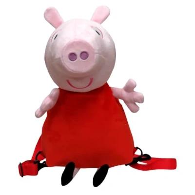 Imagen de Peppa Pig Mochila Peluche, infantil 3D, Con asas desmontables y ajustables, Color Rosa, Producto Oficial (CyP Brands)