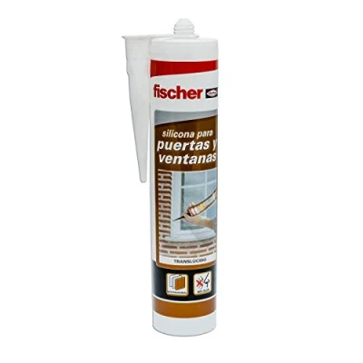 Imagen de fischer Silicona puertas y ventanas Trans (tubo de 300 ml) para pegado sellado al exterior, juntas carpintería, gran adherencia, sin necesidad imprimación