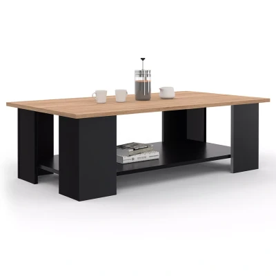 Imagen de Mesa de centro negra con tablero rectangular haya