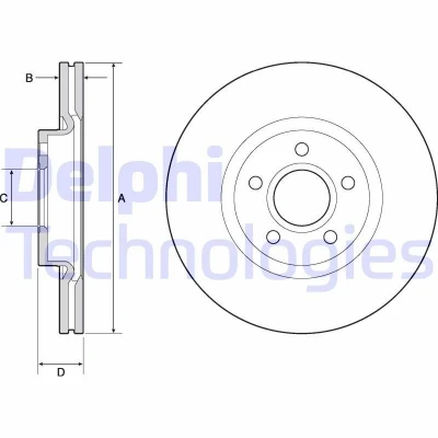Imagen de DELPHI BG4676C Disco de freno 300 25 5 ventilado revestido sin procesar cojinete rueda, anillo sensor ABS VOLVO: V40 Hatchback