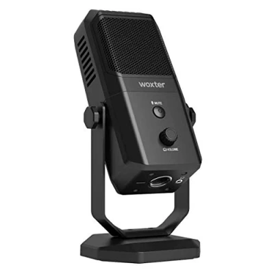 Imagen de Woxter Mic Studio 100 Pro Micrófono de Condensador (Cardioide y Omni direccional) con trípode Ajustable tecnología Vertigain®, Negro …