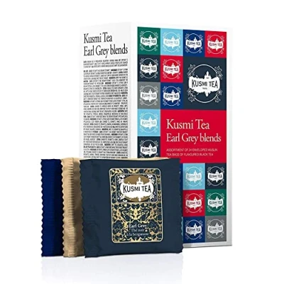Imagen de Kusmi Tea Estuche de té en bolsas Les Earl Grey Surtido 6 Tés Negros Aromatizados Lata 24 muselina