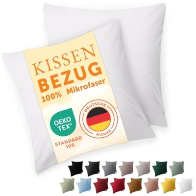Imagen de Blumtal Fundas de Almohada 60x60 cm (Juego 2) cojín Microfibra para sofá con Cierre Sobres, Extra Suaves y Lavables, Certificado Oeko Tex Blanco