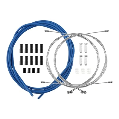 Imagen de SURIEEN Cable Freno para Bicicleta Kit de Cambio Universal con Terminales y Donuts Bicicletas Montaña, Carretera, Plegables, MTB, Azul