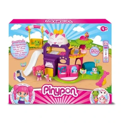 Imagen de Pinypon Guardería de Mascotas, Set Juguete con una Figura Pinypon, 4 animalitos, Perro, Gato, Tortuga y pájaro Accesorios Juego, para niños niñas a Partir 3 años, Famosa (700017207)