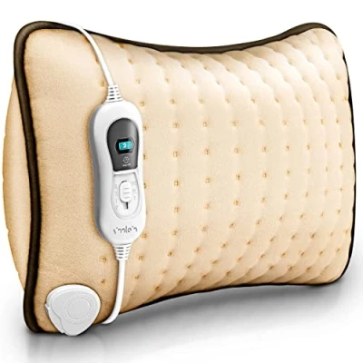 Imagen de sinnlein Almohadilla Eléctrico con Relleno 100 W Cojín Térmica Espalda, Hombros y Cuello Almohada Eléctrica 3 Niveles de Temperatura Apagado Automático (Beige)