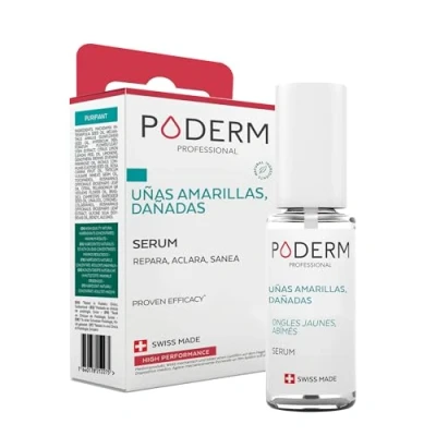 Imagen de PODERM uñas Amarillas y Dañadas Mejora la apariencia de las Aclara, Alisa Nutre uña Ingredientes 100% Naturales Cuidado manos pies Fácil rápido Hecho en Suiza