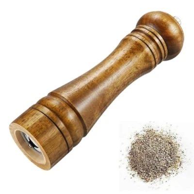 Imagen de Molinillo de pimienta, molino sal especias manual madera con fuerte amoladora cerámica ajustable, 8 pulgadas