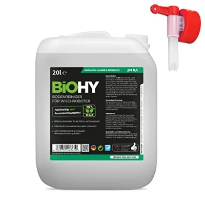 Imagen de BiOHY Limpiador pisos para robots limpiadores (Bidón de 10 litros) + Grifo Salida Concentrado todos robot aspirador con función húmeda fragancia primaveral (Wischroboter)