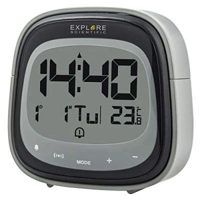 Imagen de EXPLORE SCIENTIFIC RDC 3006 Reloj Despertador, Touch Key, Temperatura Interior, Radio controlado, Calendario, Control tactil, Alarma Dual, Pantalla LCD retroiluminada, Color Negro, Language Code 2