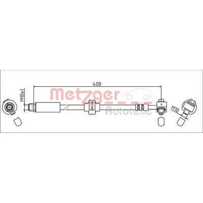 Imagen de METZGER 4111623 Latiguillos de Freno Eje delantero, izquierda 400 OPEL: Astra J Hatchback