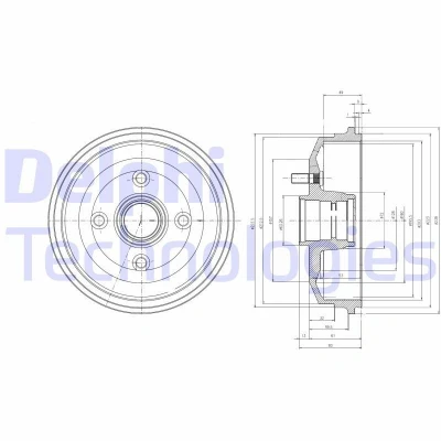 Imagen de DELPHI BF468 Tambor de Freno sin anillo sensor ABS, cojinete rueda 239 FORD: FIESTA 4, KA Hatchback, Puma Hatchback