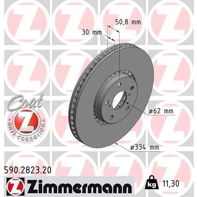 Imagen de ZIMMERMANN COAT Z 590.2823.20 Disco de freno 334 30 7/5 5 114 ventilación externa revestido altamente carbonizado LEXUS: GS III, IV, IS 3