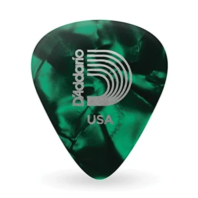Imagen de Púas Planet Waves de celuloide verde perlado para guitarra, paquete 10, calibre pesado.