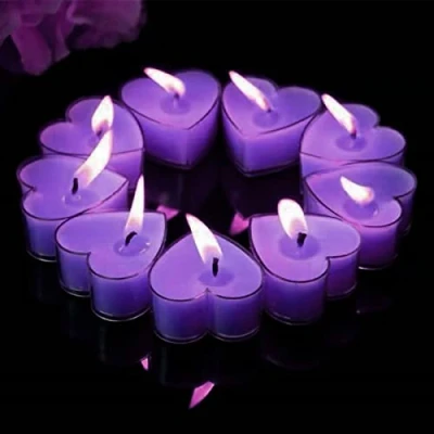 Imagen de Velas en forma de Corazon, Vela aromática corazón, té románticas 9 Pcs San Valentin, cumpleaños, fiesta, propuesta, boda, decoración del hogar(púrpura)