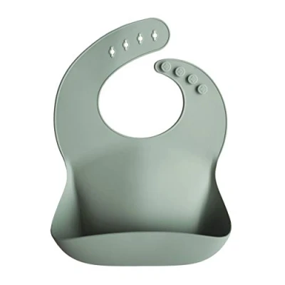Imagen de mushie Babero de Silicona para Bebés Baberos Alimentación con Bolsillo Fáciles Lavar 4 Tamaños Ajustables Sin BPA Accesorio Durable Niños Pequeños y Niñas Cambridge Blue