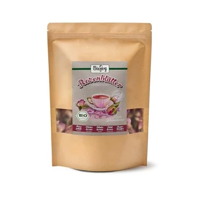 Imagen de Biojoy Pétalos de Rosa Orgánicos (100 g), secos y comestibles, ideal para Infusión (Rosa Damascena)