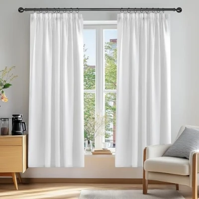 Imagen de Deconovo Cortinas Fruncidas Termicas Aislantes Salón Decorativa Ventanas para Habitacion Moderna 2 Piezas 168x183cm Gris Perla