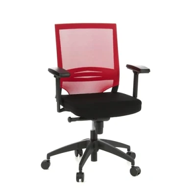 Imagen de hjh OFFICE 657233 Silla de Oficina Porto Base Tela Negro/Rojo, giatoria, Apoyabrazos Regulables, Respaldo en Malla Transpirable