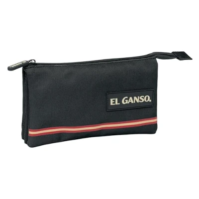 Imagen de Safta EL Ganso Basics Portatodo Triple, Estuche Infantil, Niño, Ideal para Niños en Edad Escolar, Cómodo y Versátil, Calidad Resistencia, 22x3x12 cm, Color Negro