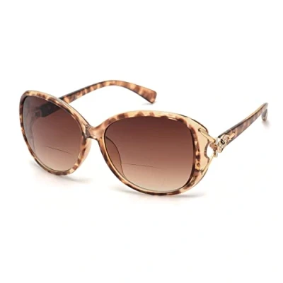 Imagen de JM Gafas de Sol Lectura Bifocales Redondas Clásicas para Mujer Lente Degradada UV400 Tortuga +2.25