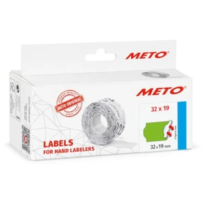 Imagen de Meto etiquetas etiquetadoras de precios (32 x 19 mm, 2 líneas, 5000 unidades, verde flúor, permanentes, para Meto, Contact, Sato, Avery, Tovel, Samark, etc.)