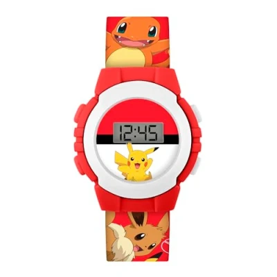 Imagen de Accutime Pokémon POK4374 Reloj digital con estampado de personajes rojos, multicolor, moderno, Multicolor , Moderno