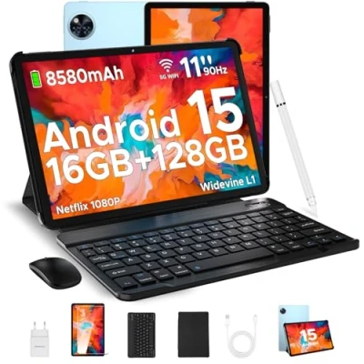 Imagen de DOOGEE U11 Tablet 11 Pulgada, Andriod 15 con Teclado, 16GB RAM+128GB ROM(2TB TF) 8580mAh, para niños T606 Octa Core, 7.9mm Cuerpo metálico, 13MP Camera, Widevine L1/Face ID/BT5.0/WiFi 5