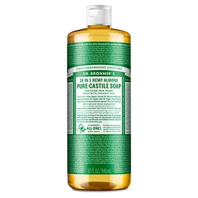 Imagen de Dr. Bronner&#039;s Bronner Jabón líquido Puro de Castilla Almendra, 945 ml, Crema, 240 ml (Pack of 1)