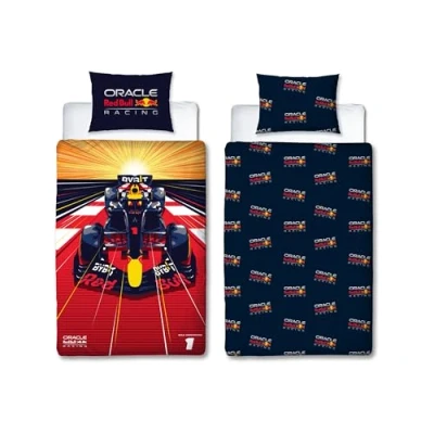 Imagen de Character World Oracle Red Bull Racing Juego de Funda edredón Oficial para Cama Individual, Reversible, 2 Caras, Incluye Almohada a Juego, polialgodón