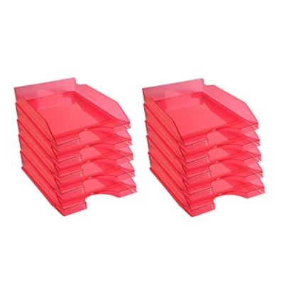 Imagen de Exacompta 12354d ecotray lote de 10 bandejas correo Linicolor Frambuesa transparente
