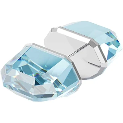 Imagen de Swarovski Pendiente de Botón Lucent Unisex, con Cristal Azul Talla Octogonal, en Baño Rodio, Colección I