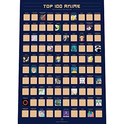 Imagen de Enno Vatti Póster para Rascar con 100 Animes Lista de Deseos la Mejor Animación Japonesa Todos los Tiempos (42 x 59,4 cm)