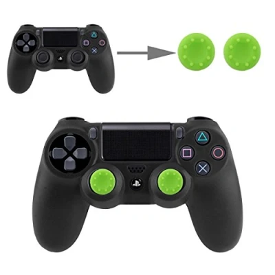 Imagen de Cabezales para mando de humbsticks analógicos, tapas protectoras silicona DualShock Gamepad Sony Playstation PS4 Pro, PS4, PS3, PS2, Xbox One X, 360, Nintendo Switch en verde