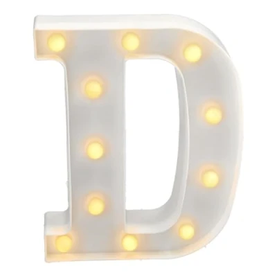 Imagen de JANDEI letras led iluminadas, letra D con luz blanca cálida, luces decoración y ambiente, nocturna bodas, cumpleaños, escaparates, números (funcionan pilas)