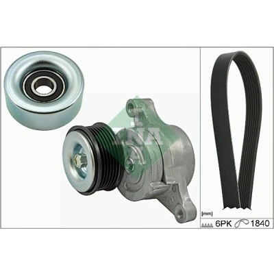 Imagen de INA 529 0175 10 Juego de correas trapeciales poli V Revisar/sustituir poleas libres del alternador MAZDA: 2 Hatchback