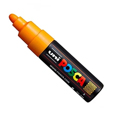 Imagen de Uni Posca PC 7M Rotuladores de pintura (tamaño grande, 4,5 a 5,5 mm, 15 colores) Bright Yellow (Orange)