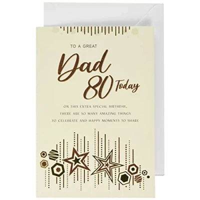 Imagen de Modern Milestone Age Tarjeta de cumpleaños para papá 80 9 x 6 pulgadas Regal Publishing, beige