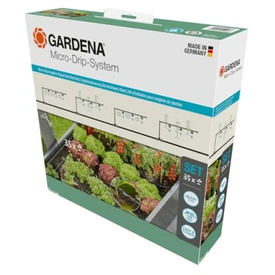 Imagen de Gardena sistema Micro Drip Set de riego por goteo bancal alto/bancal (35 plantas): inicio listo para usar, eficiente, técnica conexión fácil &amp; flexible (13455 20)