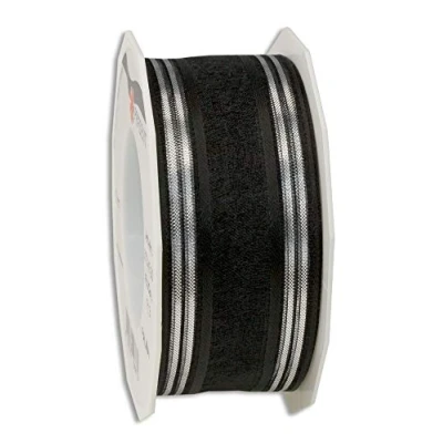 Imagen de Präsent Cinta de Grano Grueso, Negro y Plateado, 40 mm width, 20 m length