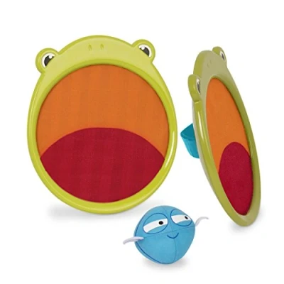 Imagen de B. Toys Juego de lanzar y agarrar 2 Paletas en Forma Rana una Bola Tela Juguetes Actividades para niños al Aire Libre 3 años + Critter Catchers Frankie La