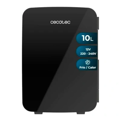 Imagen de Cecotec Nevera Pequeña de 10 l, Bolero MiniCooling Bahamas Black, 12V 220V, Compatible con Coches y Caravanas, 7 a 65C, Función Enfriamiento Calentamiento, Transporte Fácil