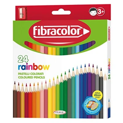 Imagen de FIBRACOLOR Rainbow Estuche de 24 lápices colores madera hexagonales con punta fina