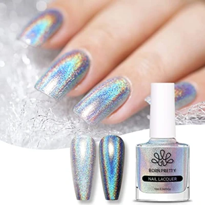 Imagen de BORN PRETTY 6ml esmalte de uñas holográfico Holo Glitter Super Gloss Nail Art (Magical Rainbow)