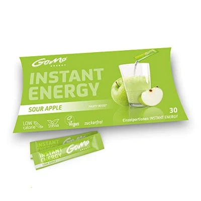 Imagen de GoMo ENERGY® bebida energética de manzana + Complejo vitaminas B Mezcla polvo sin azúcar SOUR APPLE 30 Porciones